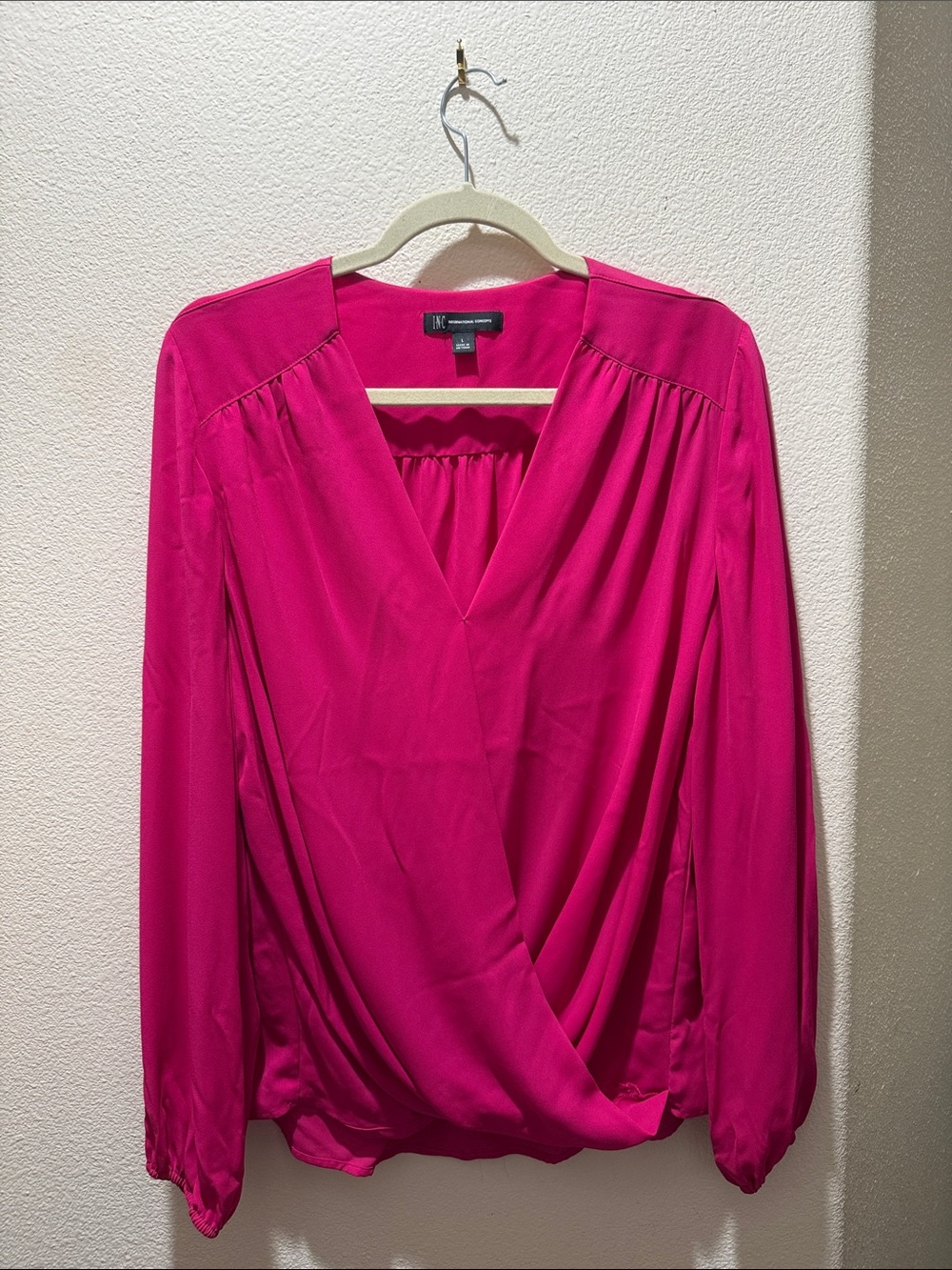 INC international concepts Women's Fuchsia Surplice Blouse